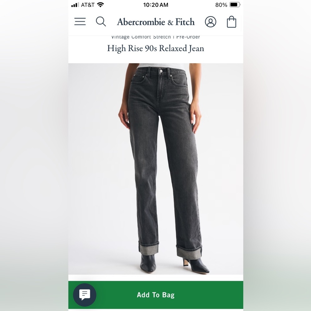 Abercrombie 90’s Relaxed High waisted jeans in charcoal/washed black
